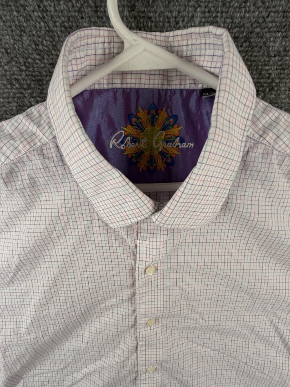 Robert Graham Long Sleeve Button Up Shirt Men Cotton Blend Colorful Check 2XL
